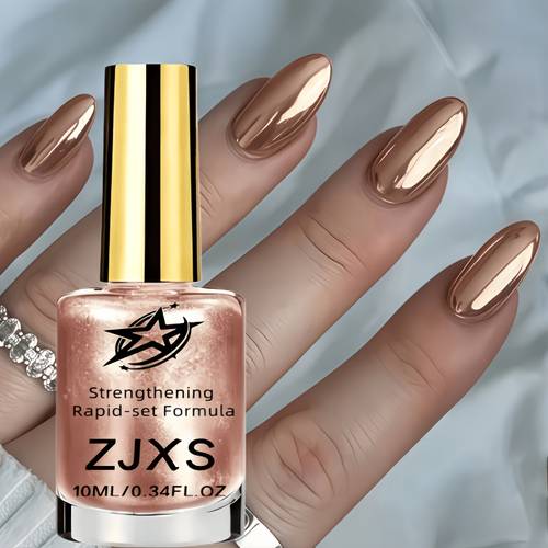 metallic nail strengthener 10ml metallic rose natural reflective effect quick dry formula with chrome glossy surface for salon level nail art durable and convenient easy to apply