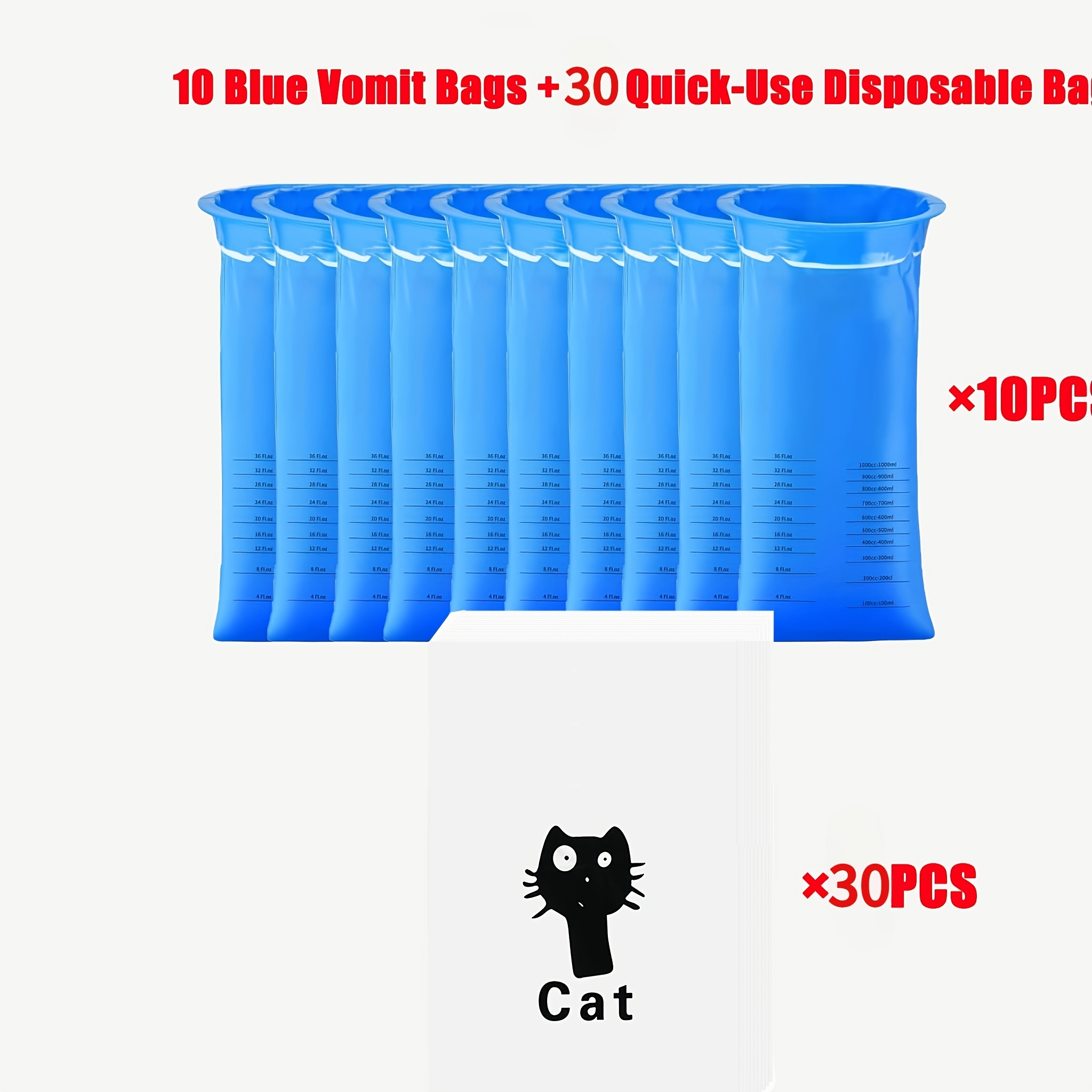 Image of 40pcs Disposable Vomit Bags, Leak-proof And Odorless, With Easy-tear Design. Suitable For Travel, , And Pregnancy Use. Made From High-quality, Durable Pe Material