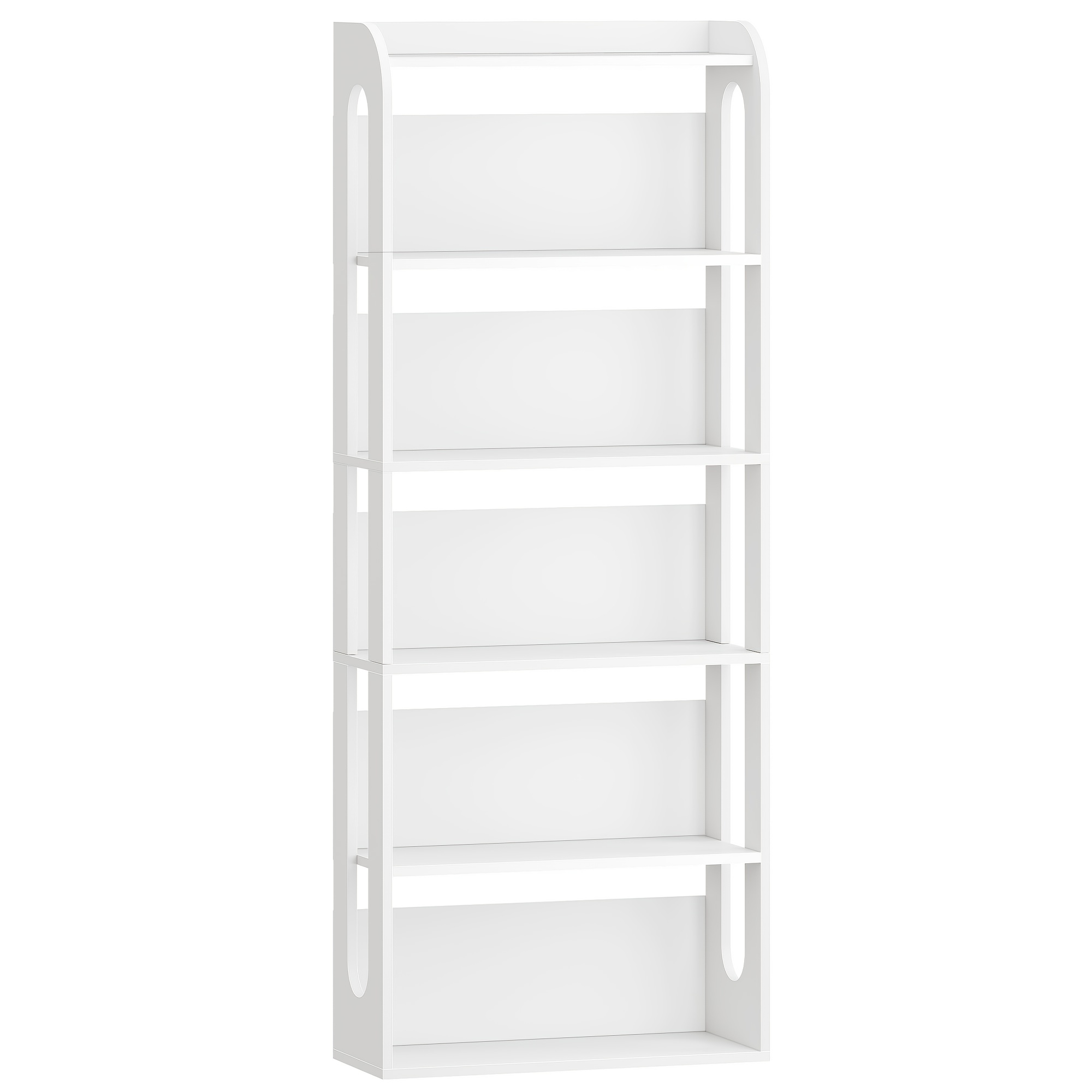 6-tier Wooden Bookshelf, Ideal For Books, Suitable For Bedroom, Living Room, And Study, Dimensions 24 X 60 X 153 Cm In White