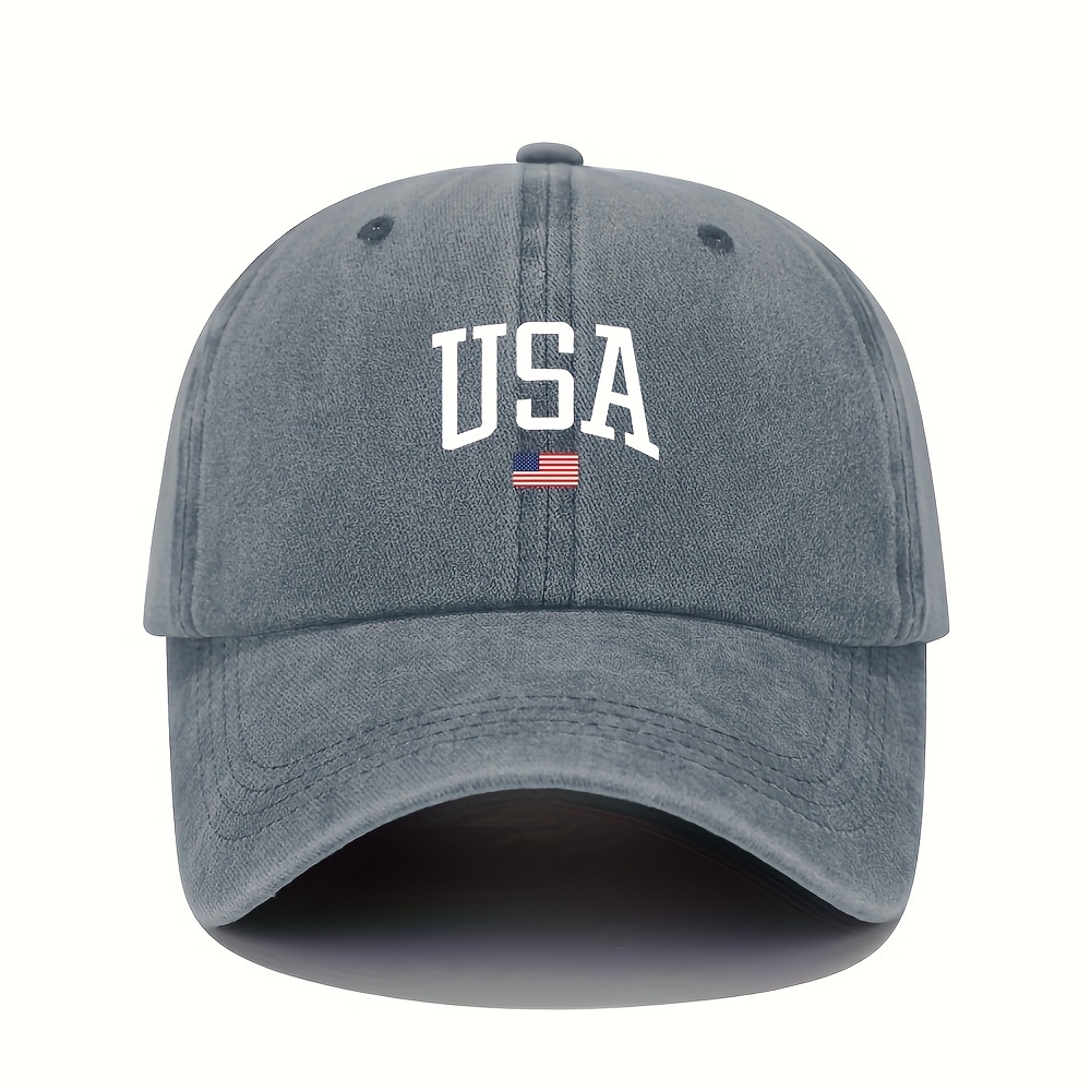 

Usa Print Vintage Washed Baseball Caps, Adjustable Dad Hats For Women, Sun Protection Casual Peaked Cap