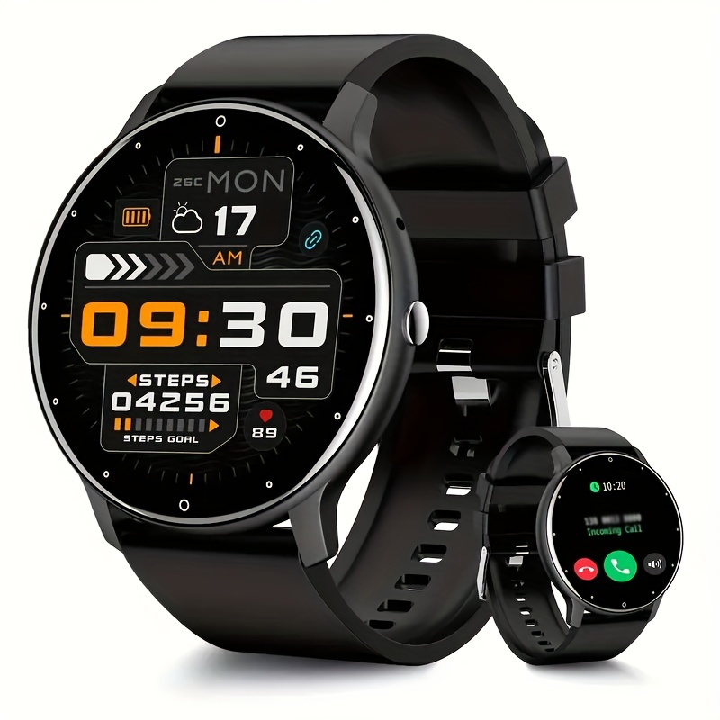 Smart Watch For Women Men 3.25cm Full Touchscreen Fitness Tracker With 100+ Sport Modes, Wireless Calling, Multifunctional Activity Tracker For IPhone And Android, Black