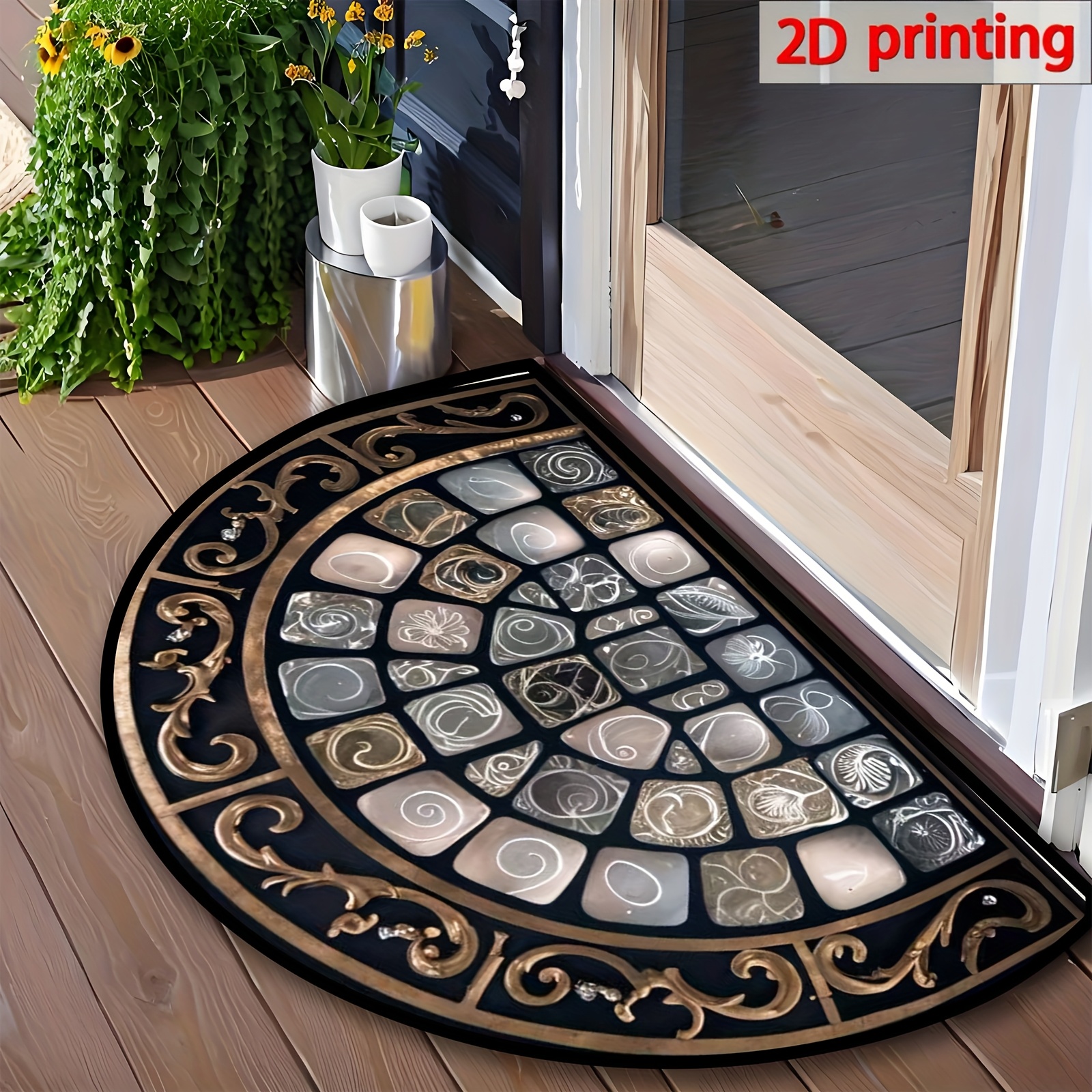 1pc Retro Print Doormat - Thick, Non-slip, Washable Polyester Carpet For Home Decor, Ideal For And Living Rooms