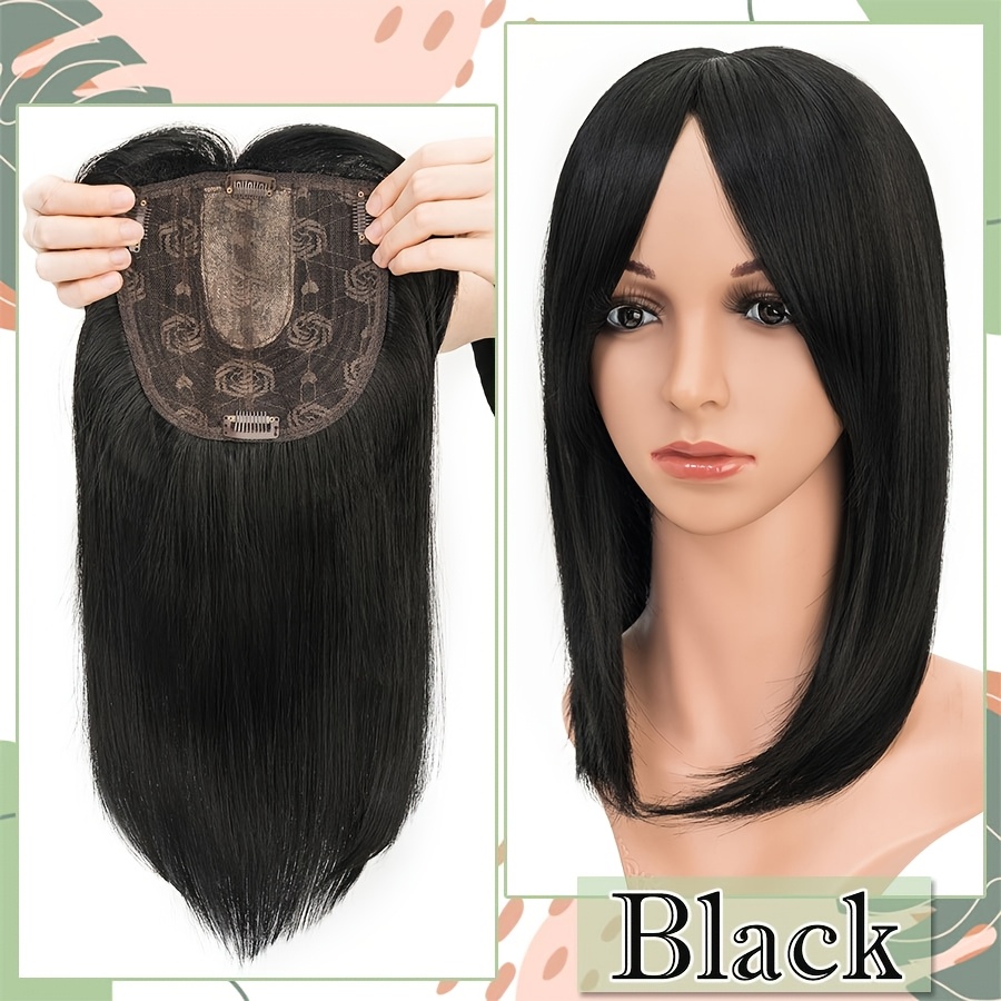 Image of Women' -looking Clip-in Hair Topper With Bangs - Soft /lace Base Synthetic Hairpiece Suitable For Thinning Hair, Clip- Topper Wiglets, Upgradable For Parties, Casual Attire & Hair Loss Solutions