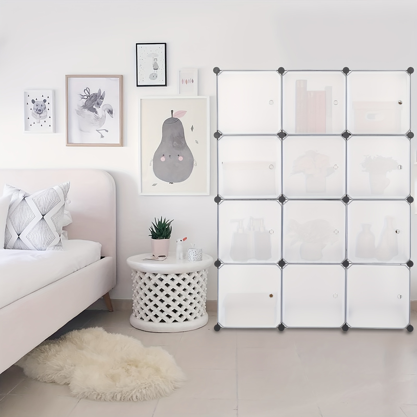 

1pc 12-cube Storage Shelf Cube, Shelving Bookcase Bookshelf, Organizing Closet, Toy Organizer Cabinet, White Color