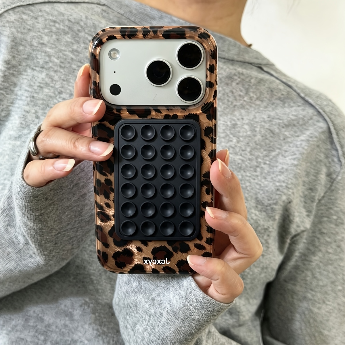 TEMU Phone Case: Leopard Print Tin Foil Texture Suction Cup Phone Case Compatible With Iphone 17 Pro Max 17 Pro 17 14 13 15 Pro Max Plus 14 15 13 16