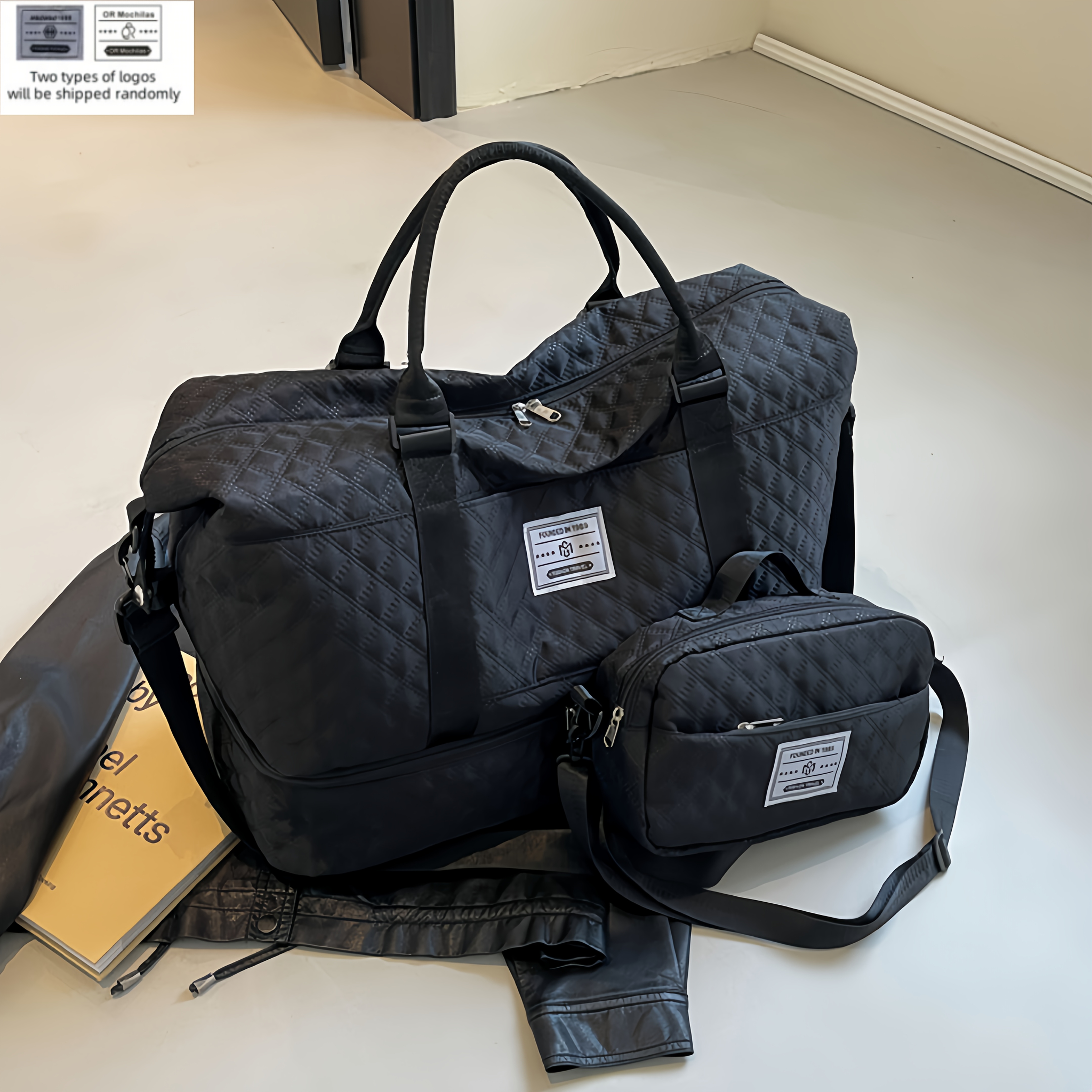 E-shop Reise-Duffle-Set, Wochenendtasche für Damen inklusive Schultertasche, Handgepäck-Übernachtungstasche mit Schuhfach, Yoga-Gym-Tasche mit Fach für