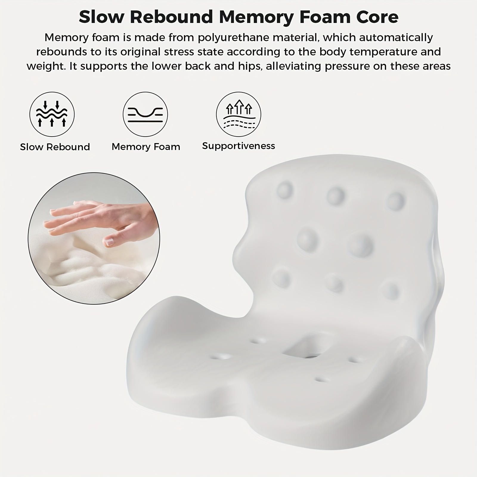 memory foam seat cushion office chair cushion with lumbar support car seat cushion with 8 back massage heads for car truck desk gaming chair Product details 4