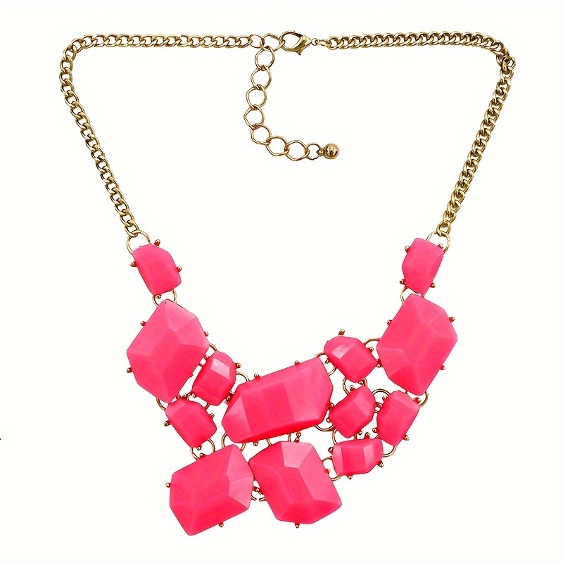 Statement Style Acrylic Pendant Necklace Irregular Colorful - Temu Portugal