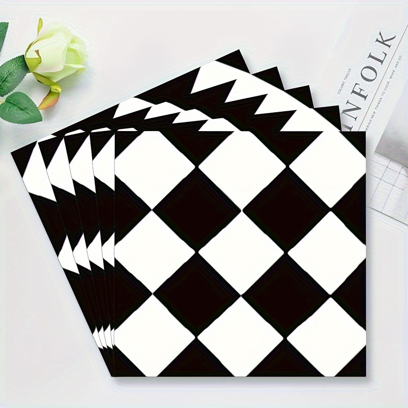 

20pcs, New Black And White Checkerboard Party Napkin Tissue Racing Element Black And White Grid Party Decoration Tissue Napkin