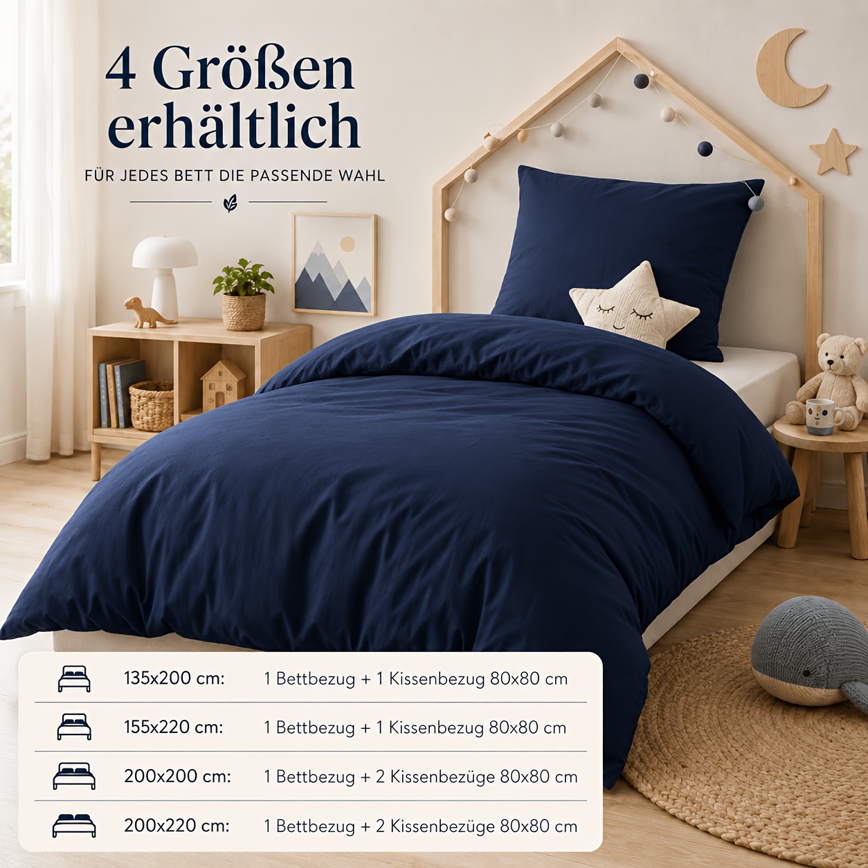 Image of 2/3pcs Kids Cotton Duvet Cover Set, & Breathable Skin-friendly Bedding With Zipper Closure And Corner Ties, Machine Washable, Solid Bed Linen Set With Pillowcase, Gift For Boys And Girls, -texstandard