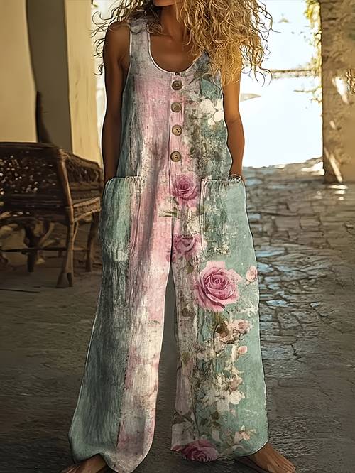 item picture womens floral wide leg jumpsuit elegant and loose fitting romper for spring and summer