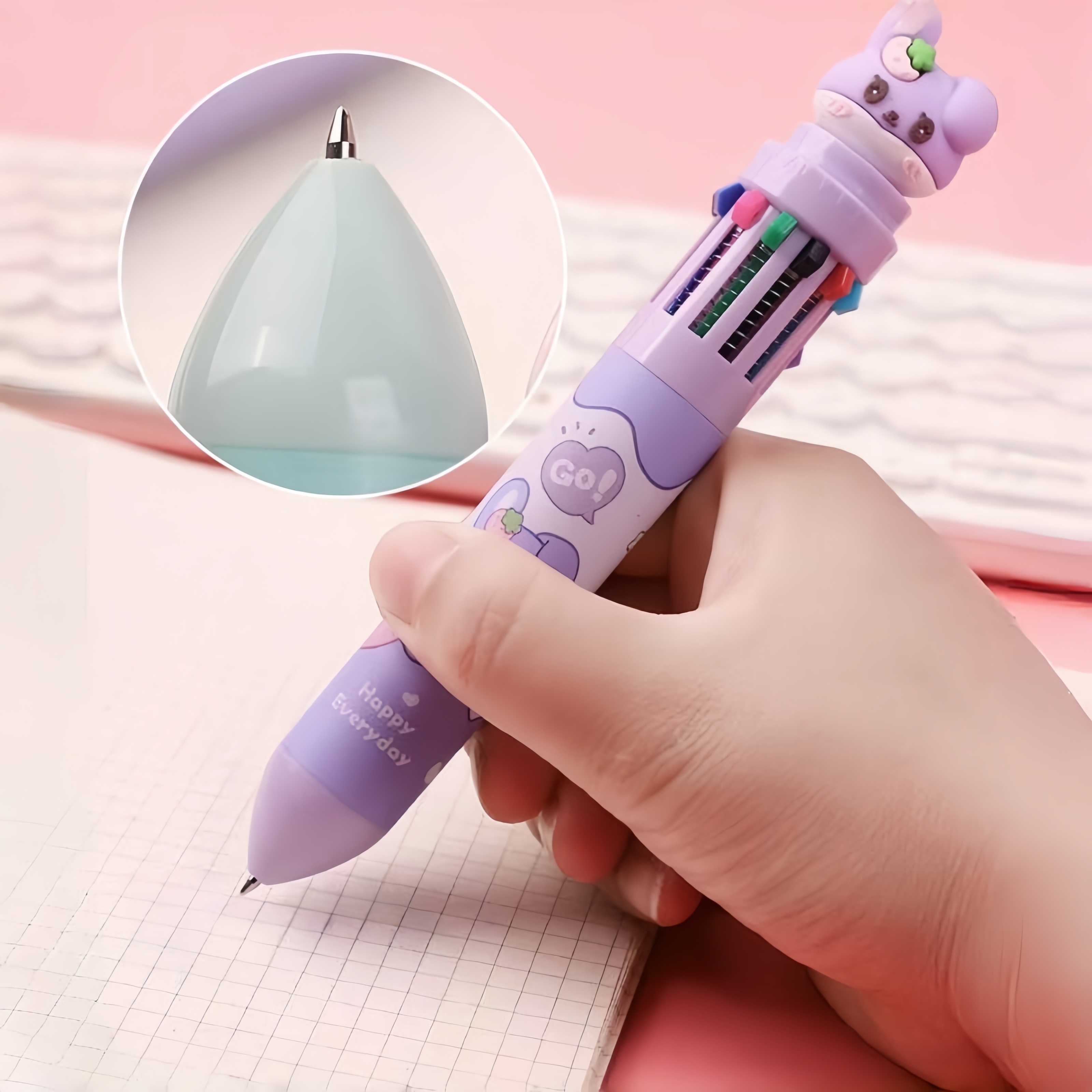 6 piece cute cartoon retractable ballpoint pens 10 color set with soft silicone 3d tips for   switching vibrant colors for hand lettering painting   art projects hand lettering tool artistic drawing pen   design fun stationery smooth writing pen silicone tip pen fine tip pen multicolor pen artists students Product details 7