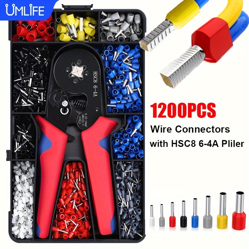 

Umlife 1200pcs Kit Hsc8 6-4a Plier - Insulated Terminals, Copper , Tool Set, Uncharged