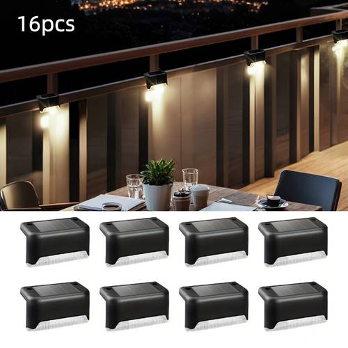 16pcs solar lights deck lights warm white embedded installation suitable for landscape lighting and guide lights in courtyards stairs and gardens