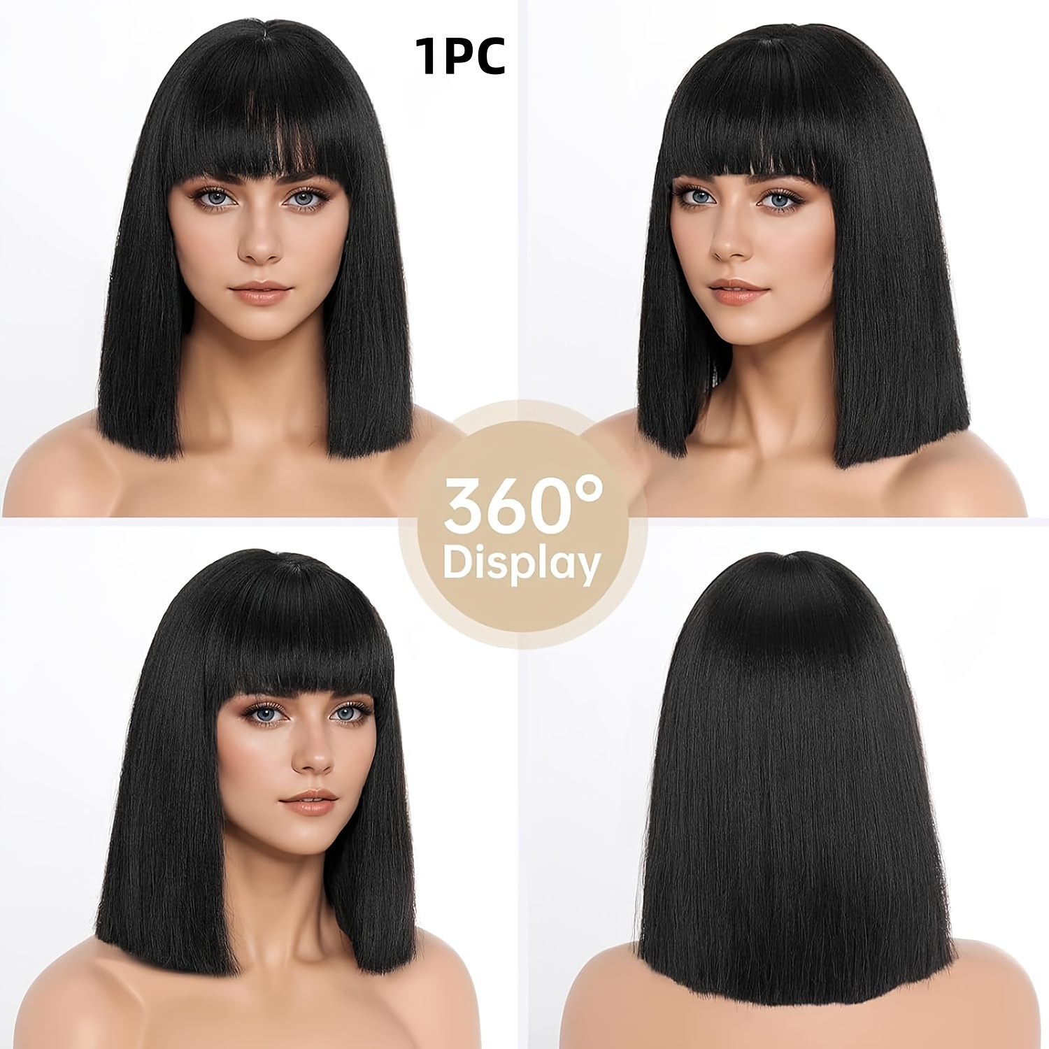 womens black bob wig 14 inch straight bob hairstyle short black wig with shoulder length straight bob with bangs suitable for carnival parties cosplay k   and easter hairstyles   music festivals theater parties