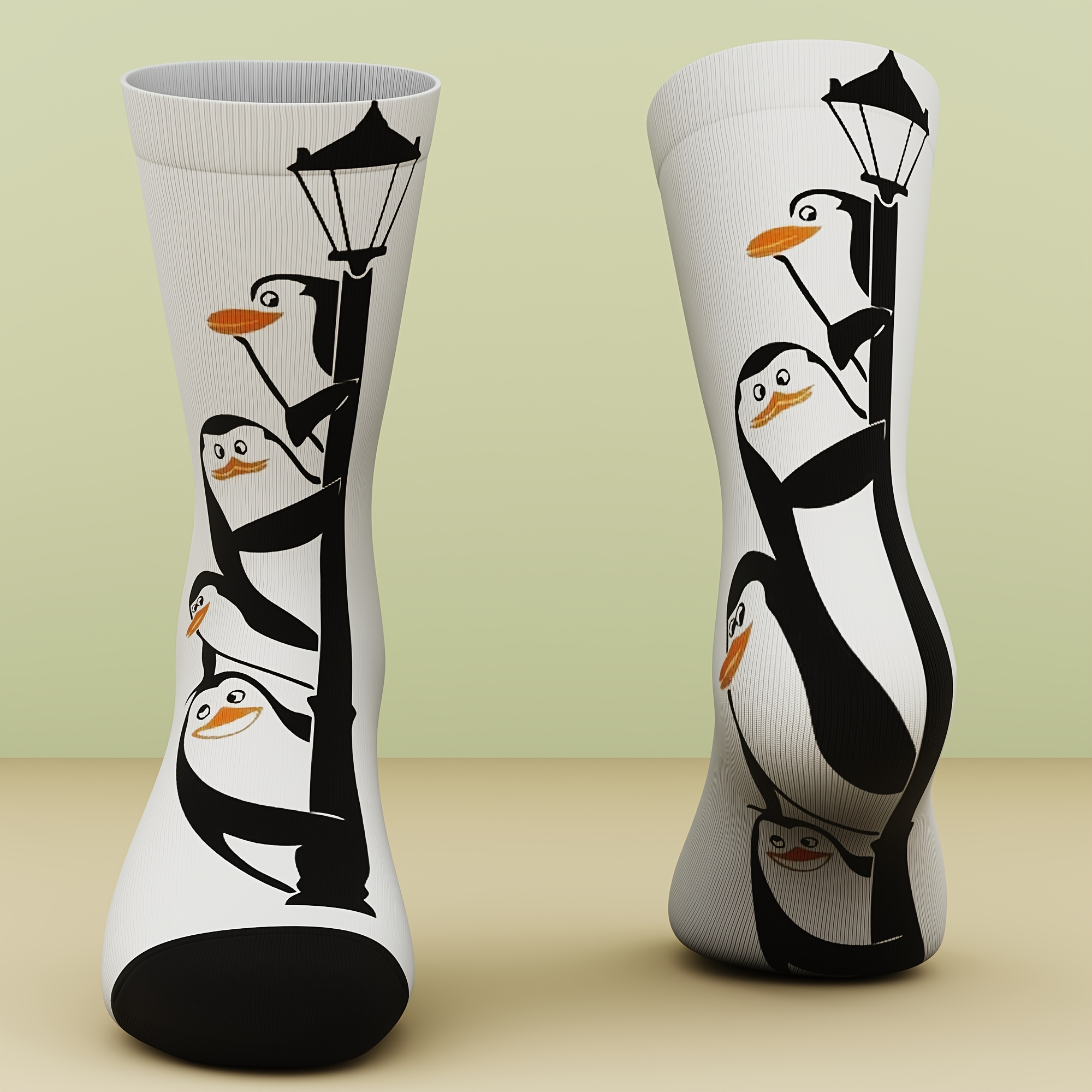 E-shop 1 Paar Unisex-Socken, Cartoon-Pinguin-Muster, neuartig einzigartig, bequem, geeignet für Outdoor-Sport, alle Jahreszeiten,