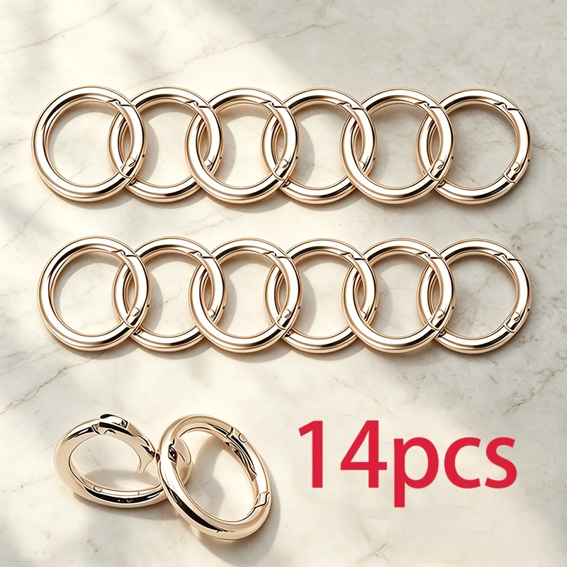 TEMU Set da 14 pezzi di clip a O-ring a molla multicolore, connettori rotondi apribili per borse, ganci a sgancio per portachiavi, anelli rotondi a