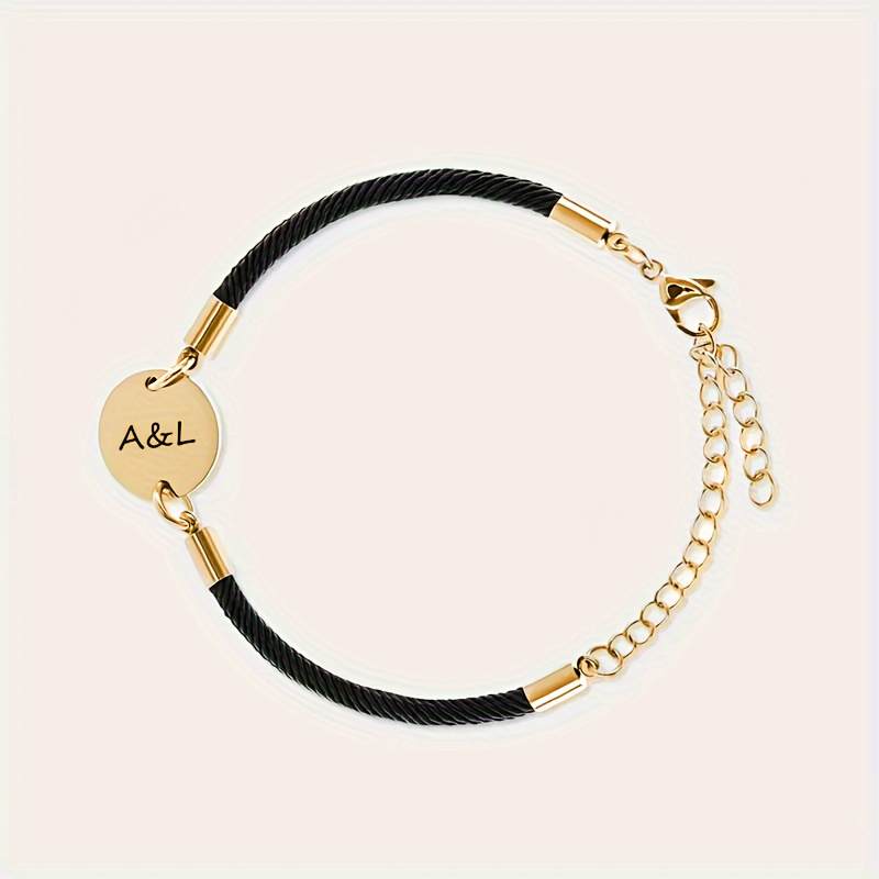 TEMU 1pc Bracelet Personnalisé Gravé avec Nom & Numéro et Corde Multicolore Ajustable – Bijoux Élégants Unisexe pour Hommes et Femmes, Parfaits pour