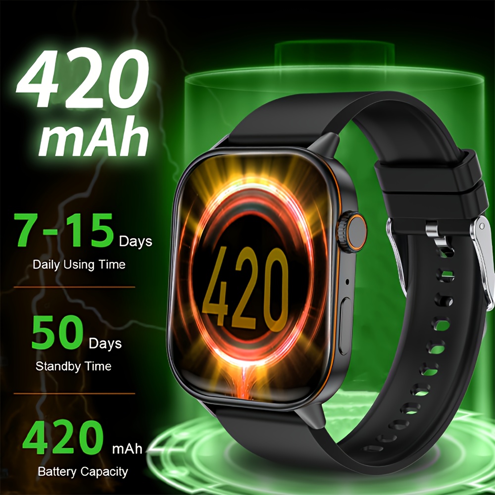 Montre connectée avec GPS et boussole, écran 2,01 pouces, batterie 420 mAh, 100 modes sportifs + rappels d'appels/messages, bracelet en silicone, compatible Android & iPhone - Cadeau idéal pour les amateurs de fitness