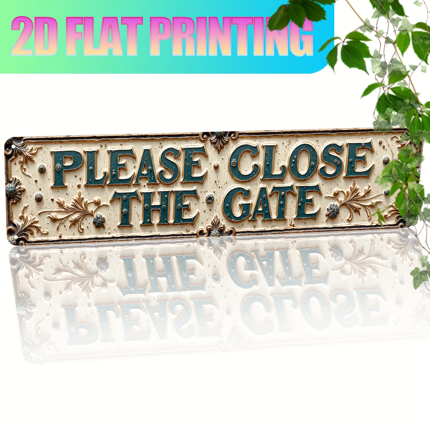 TEMU 2d Flat, 2d Flat Plane, 1pc Vintage "please Close " Wall Hanging Sign - Rustic Metal Farmhouse Door Plaque With Uv Printed Access Reminder,