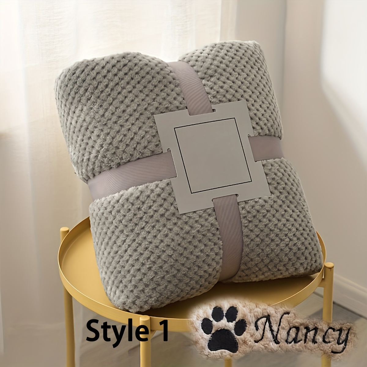 TEMU Custom Embroidered Pet Blanket, Personalized Nest Blanket, Plaid Throw Blanket, Suitable For Small Dogs And Cats, Decor, Dog Pet Bed