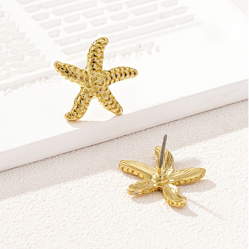 1 Pair Fashion Starfish Earrings, Zinc Alloy Ocean-Inspired Studs, Daily Wear Jewelry Gift