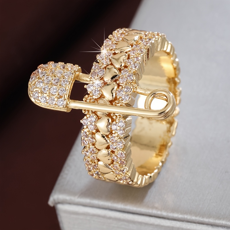 1 Personalized Heart-shaped Arrangement Brooch Design Inlaid With Zirconia Ladies Ring