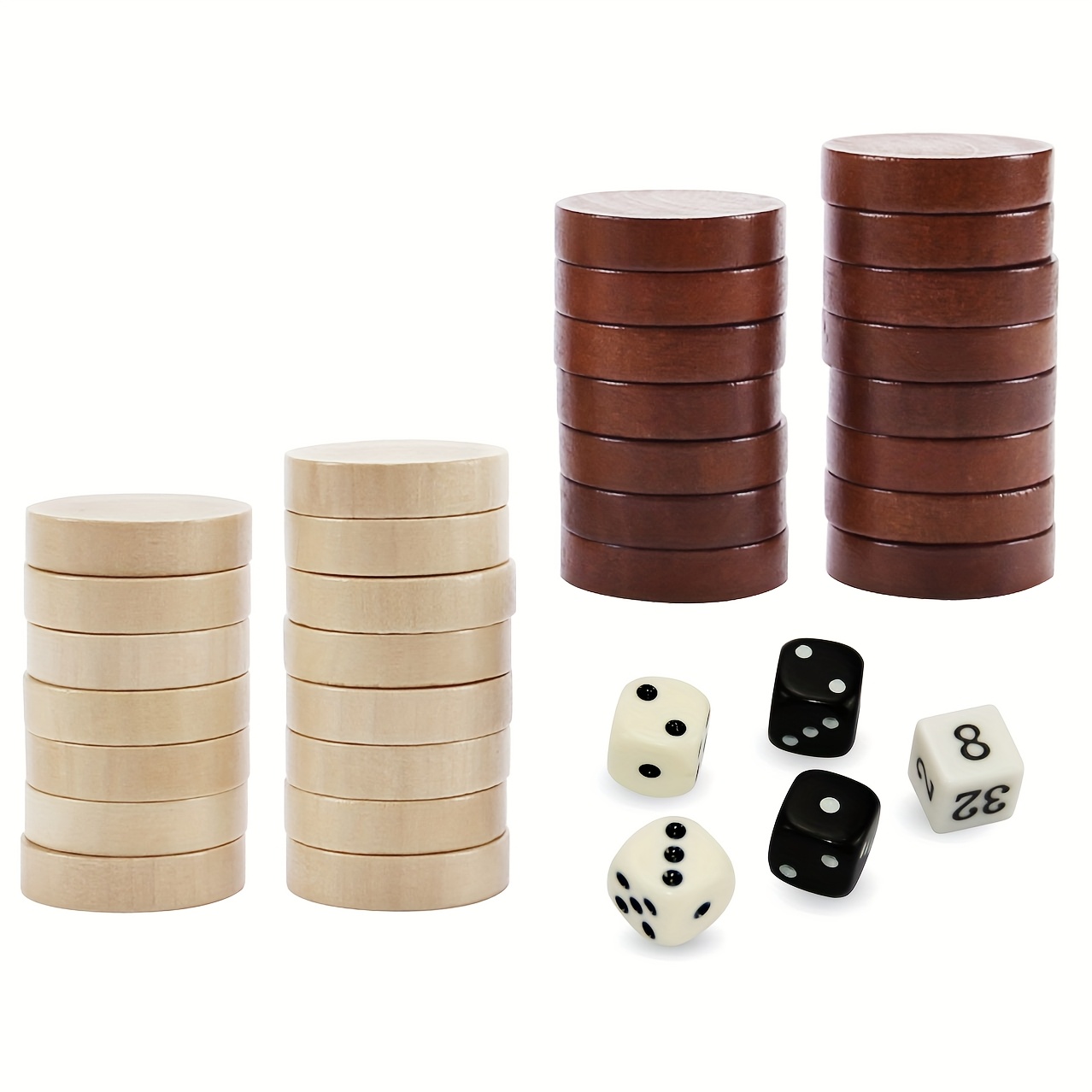 

1 Ensemble de jeu de Backgammon en bois - Pièces de dames en bois avec pochette de rangement, idéal pour une soirée de jeu , cadeaux - Halloween, Noël, Thanksgiving, An