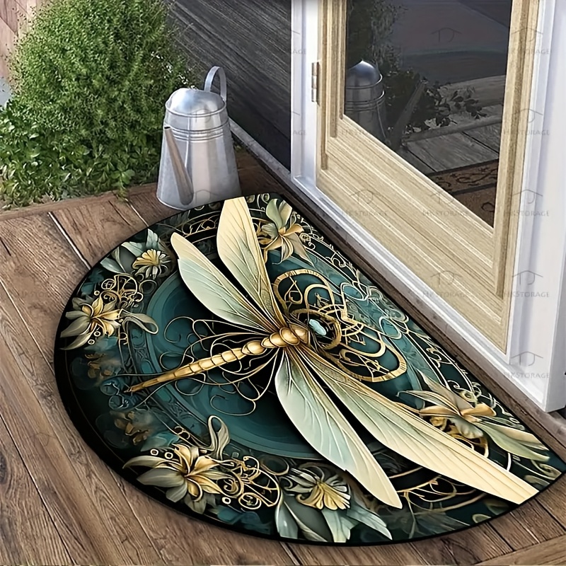 

1pc Retro Dragonfly Garden Outdoor Door Mat, Washable Carpet, For Entrance Door, Bathroom, Living Room, Laundry Room, Home Decoration, Spring Decoration