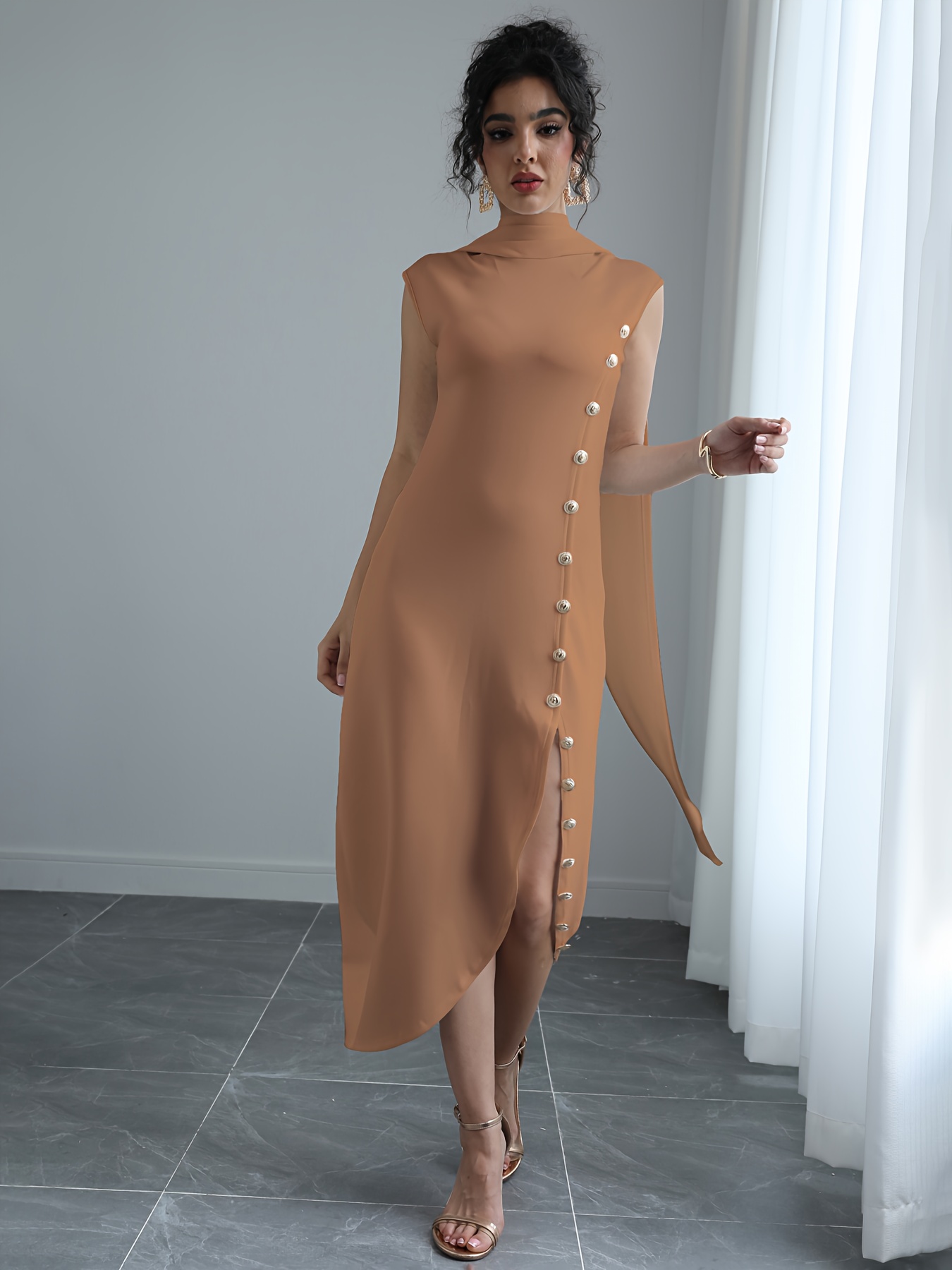 knee length dresses for ladies Calanthe Black Maxi Dress