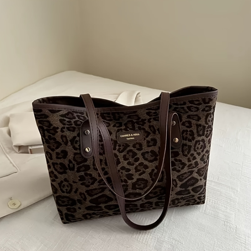 E-shop Damen Tasche Damen Tote Bag Große Kapazität Leopardenmuster Schultertasche Mode Freizeit Handtasche Tägliche Pendeltasche