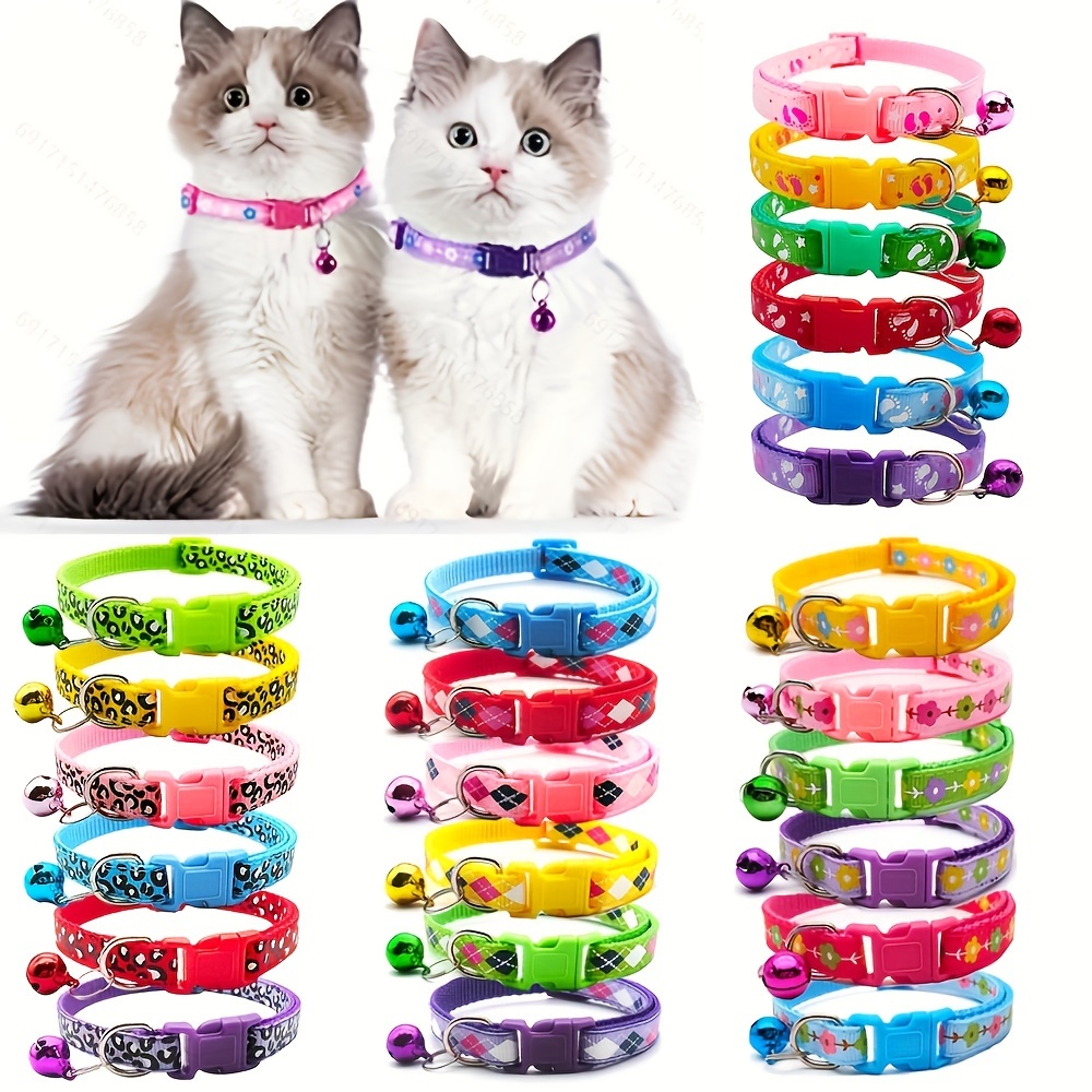 24pcs Random Colors Pet Collars with Colorful Patterns