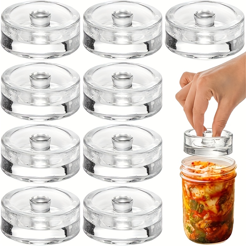 item picture Heavy Glass Fermentation Weights, Equipped with an Easy-To-Grip Handle And a Large-Mouth Mason Jar Lid, Food-Grade, Suitable for Home Kitchens.
