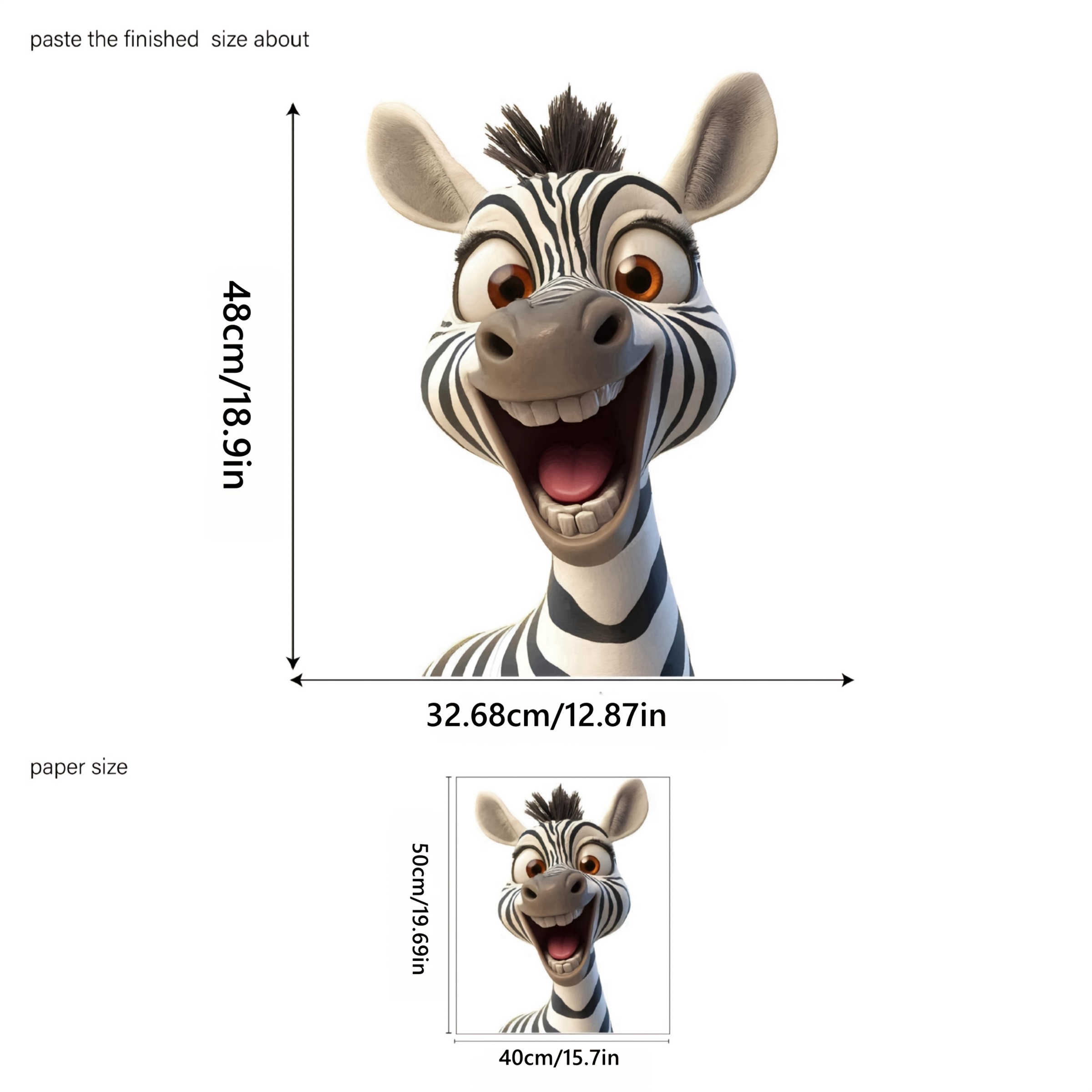 Laughing Zebra Cartoon Sticker - Reusable, No-glue Pvc Decal For Glass & More - Living Room, Bedroom, Bathroom, Office Decor