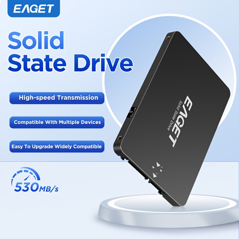 

1pc Eaget 120gb Ssd Solid State Drive, Sata3.0 Interface, 530mb/s Read , Compatible With Personal Computers, Laptop And Desktop , No Battery Required