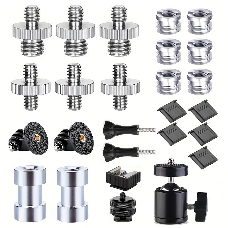 Image of 12/26pcs Camera Screw Adapter Set, 1/4" To 3/8" Threaded Converter Screws, Mounting Adapters For Tripods, Monopods And Ball Heads