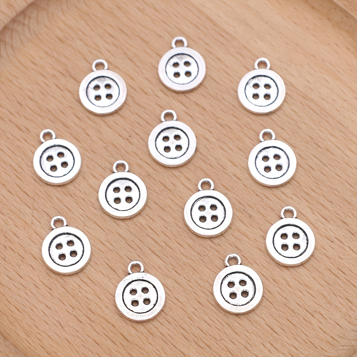 TEMU Ensemble de 12 breloques bouton argentées pour la création de bijoux que des , des bracelets, des boucles d'oreilles, et