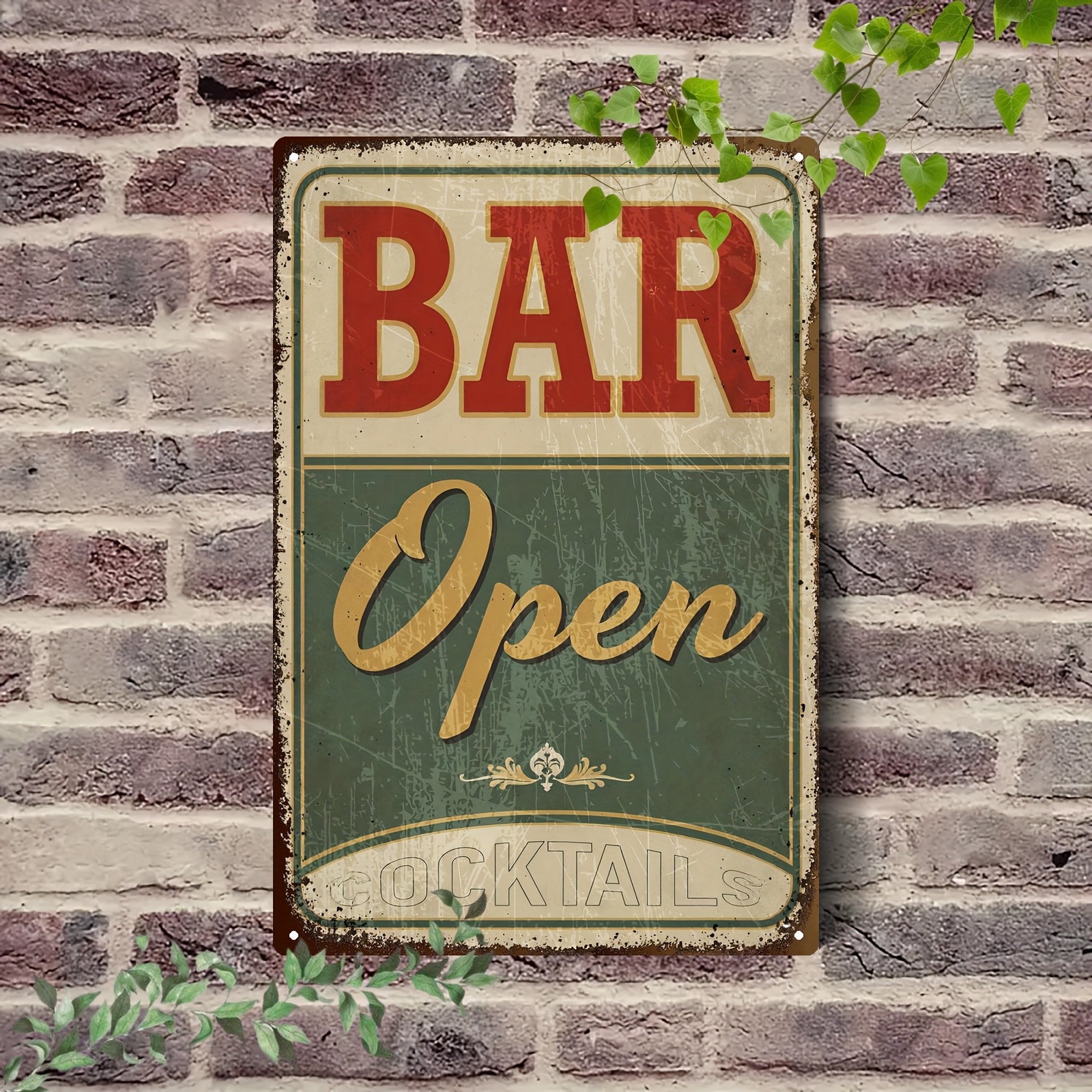 TEMU 2d Flat 1pc 20 X 30 Cm/8 X 12 Inches Metal Iron Sign, Vintage Bar Opening , Unique Decor, Suitable For Home Bar, Cafe, Restaurant Wall Art, Cool
