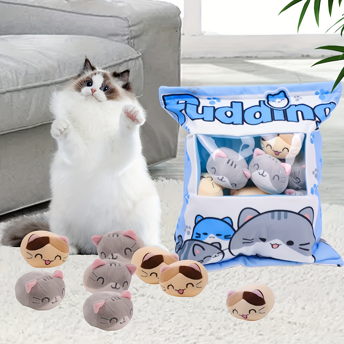 

Ensemble de 3 jouets pour chat en peluche - Poupée de dessin pour toutes les races, compagnons de jeu et durables, pile