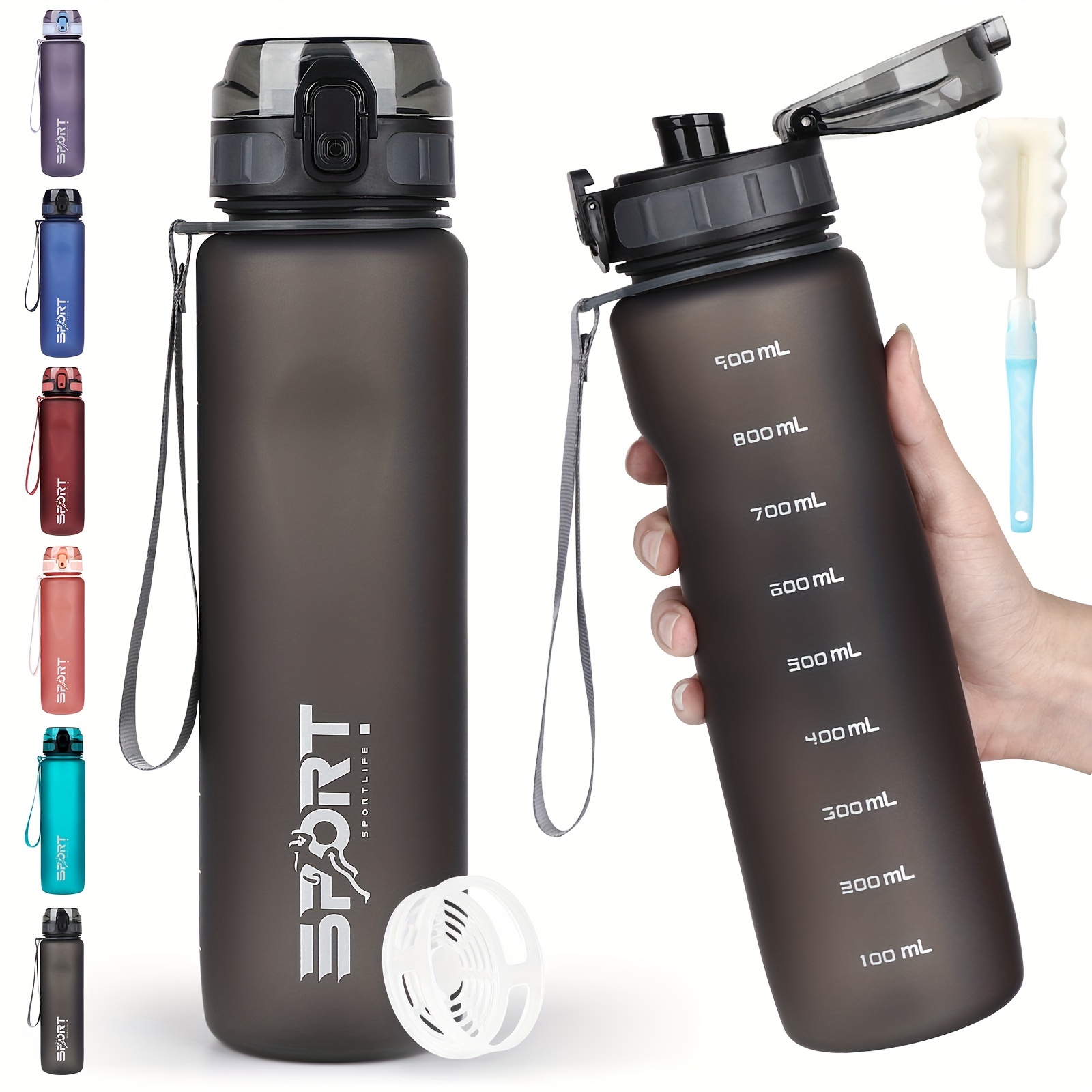 

Hasagei Water Bottle 1l Sports Water Bottle Leak-proof Drinking Bottle With Scale For Bicycle, Outdoor, School, Gym