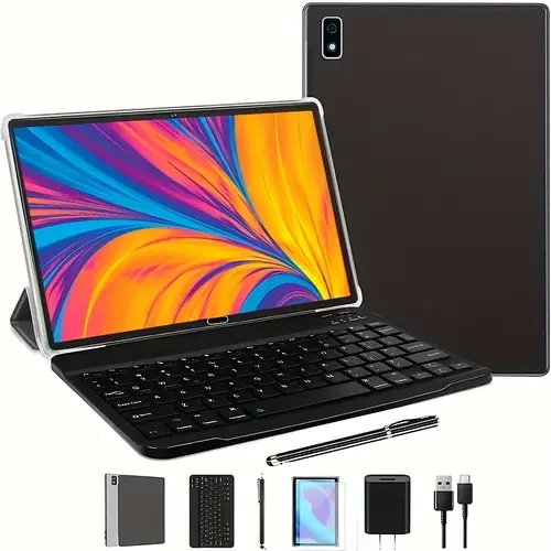 10 1 inch android 13 0 tablet 64gb 128gb rom 1tb expandable dual 4g cellular 2in 1 tablet with keyboard stylus stylus without electricity dual cameras 1 8ghz core processor wifi gps gms halloween christmas new year gift tablet pc