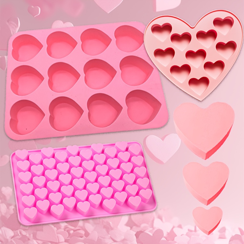 

A Set Of 1/3pcs Valentine's Day Heart Molds, Featuring Different Sizes. Suitable For Candles, Epoxy Resin, And Plaster Products. Valentine's Day.