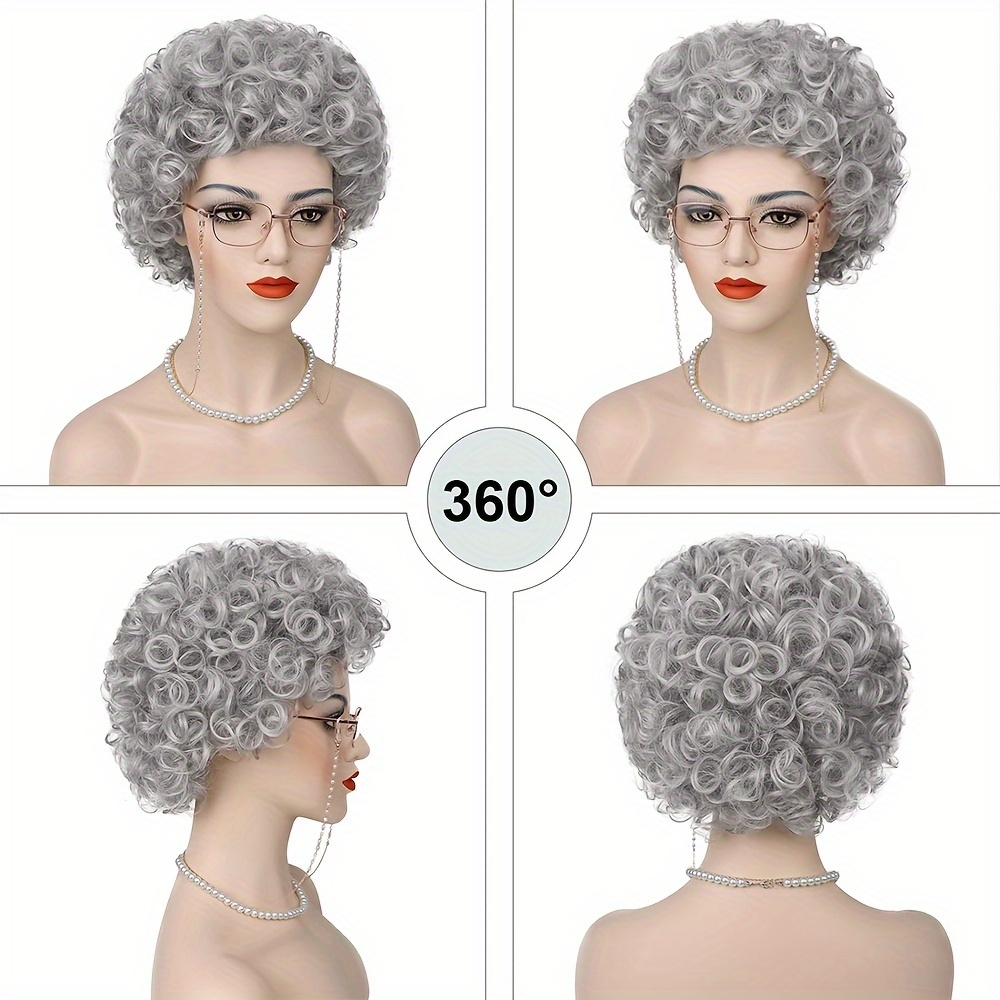 old lady costume wig accessories 5pcs set 100 days school - Temu display picture 1