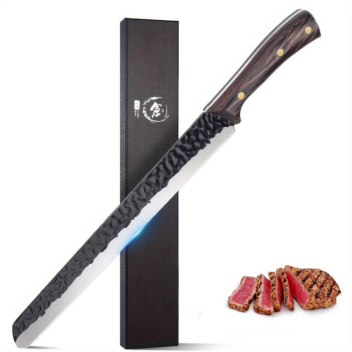 TEMU 11" Carving Brisket Knife Japanese Hand Full Tang Ham Meat For Cutting Ribs Roasts Fruits Veggies Grilling Bbq Birthday Thanksgiving Christmas Gift Idea Men