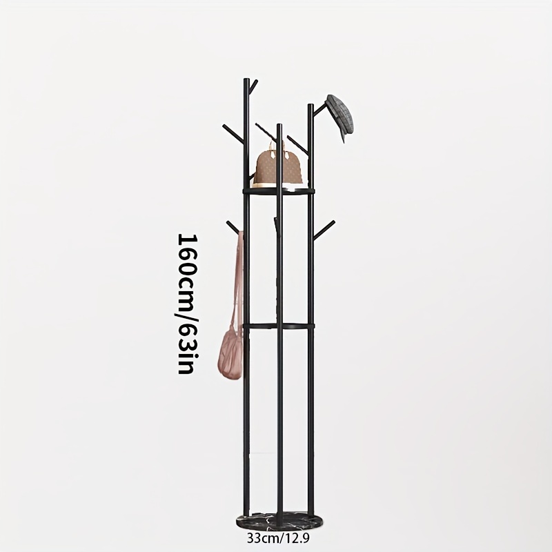 16 Modern Entryway Freestanding Coat Rack Metal 7 Hooks Marble Base in  Black