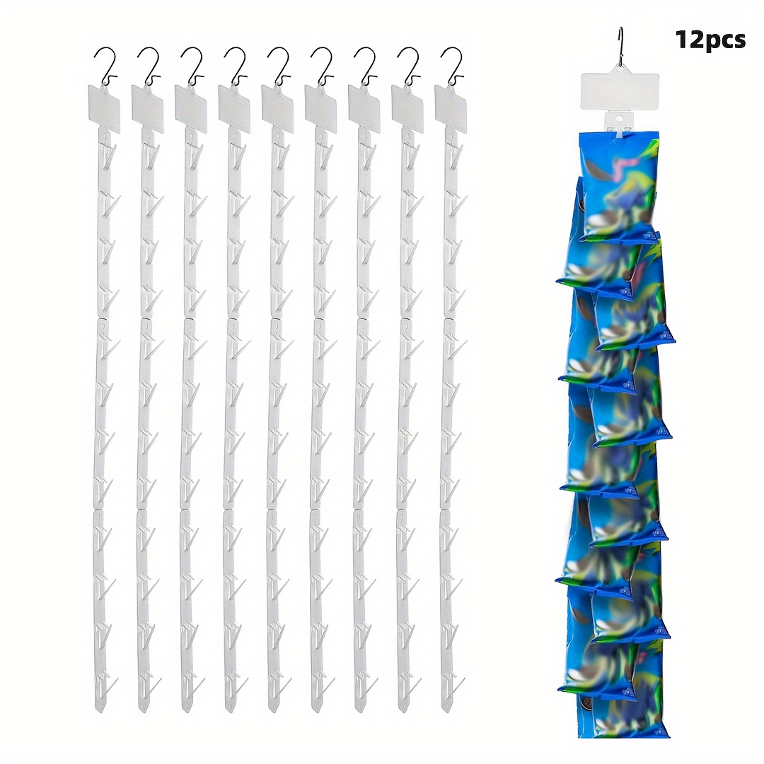 TEMU 12 Pack Station Hanging Strips Plastic Display Merchandise Strip With Clips Hooks For Retail Display (white)