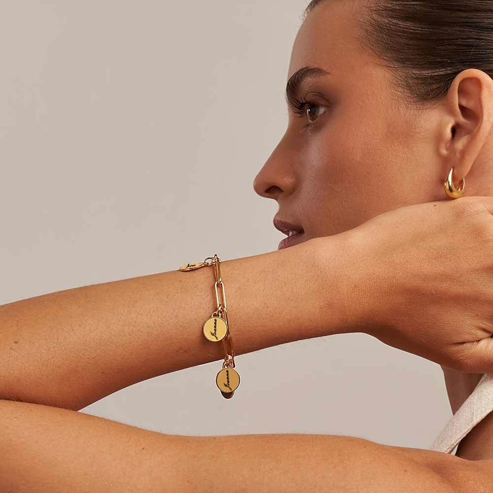 Women's 18K Gold-Plated Personalized Name Bracelet, Custom Gift