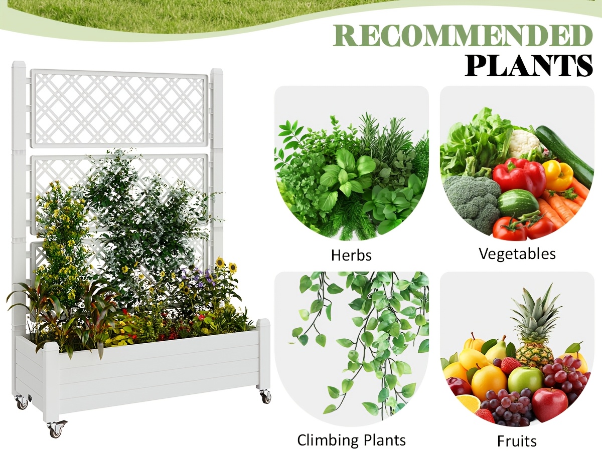 Privacy Planters with Trellises, Raised Flower Bed Privacy Screens with Drainage Holes, Outdoor Planters for Climbing Plants, Suitable for Patios, Gardens, And Courtyards, Outdoor Privacy Screens, Freestanding Decorative Fence Panels