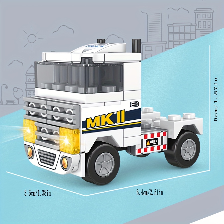 8pcs City Mini Building Blocks Set w/ Urban Landscape Vehicles
