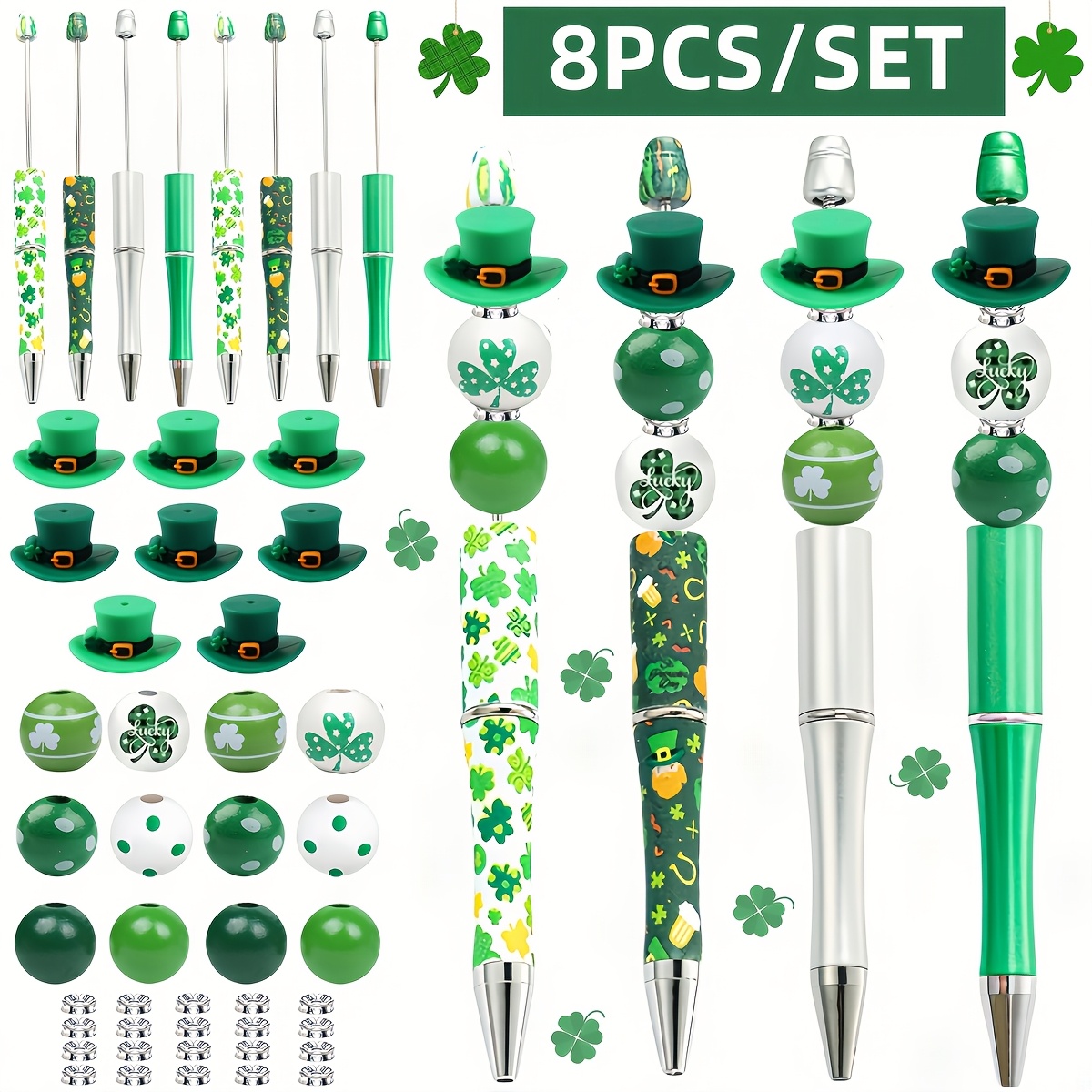 

1pc, 8pcs - Hat Style Silicone Beads And Diy String Beads Round Ballpoint Pen Set, Suitable For 's Day Gifts For Relatives Office Supplies